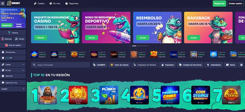 Binobet — jackpots progresivos y torneos semanales